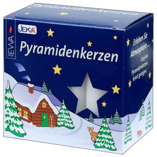 Pyramidenkerzen  Farbe:weiß, Höhe:74mm, Ø 14mm 48 Stück mit Rabatt