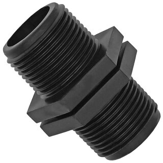 Doppelnippel, 1“ AG, Gewindefitting Kunststoff, Trinkwasser geeignet, Außengewinde-Außendurchmesser 33mm, DN25 Rohr
