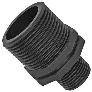 Gewindefittings aus Kunststoff > Reduziernippel mit Außengewinde 1 1/4 x 3/4 Zoll AG x AG reduziert Trinkwasser geeignet Verschraubung Verbindung Reduzierung Reduzierstück Adapter