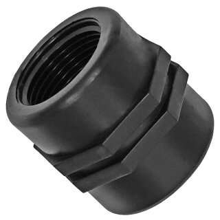 Doppelmuffe, 1 1/2 Zoll IG, Gewindefitting Kunststoff, Trinkwasser geeignet, Innengewinde-Innendurchmesser 45mm, DN40 Rohr Kupplung