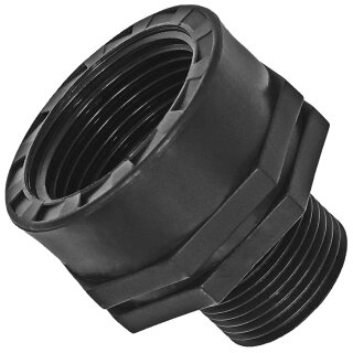 Gewindefittings aus Kunststoff > Muffennippel Innengewinde IG 1 x 3/4 Zoll AG Außengewinde reduziert Trinkwasser geeignet Reduzierung Verbinder Verschraubung Adapter Stück