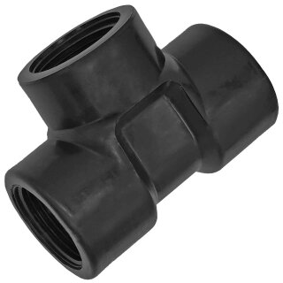 T-Stück, 1 1/2 Zoll IG, Gewindefitting Kunststoff Trinkwasser geeignet, Innengewinde-Innendurchmesser 45mm, DN40 Rohr Abzweig 2-Wege