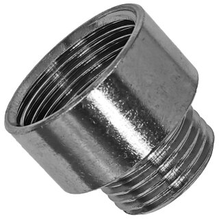 Gewinde-Fitting aus Messing verchromt > Muffennippel mit Innengewinde und  Außengewinde reduzierend (IG-AG.r.) 1 Zoll auf 1/2 Zoll