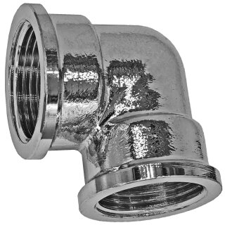 Gewinde-Fitting aus Messing verchromt > Winkel 90 Grad mit Innengewinde (IG-IG) 3/4 Zoll