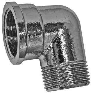 Gewinde-Fitting aus Messing verchromt > Winkel 90 Grad mit Innengewinde und Außengewinde (IG-AG) 3/8 Zoll