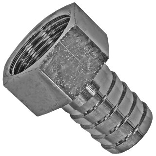 Gewinde-Fitting aus Messing verchromt > Schlauchtülle mit Innengewinde (IG-Tülle) 3/8 Zoll 14 mm