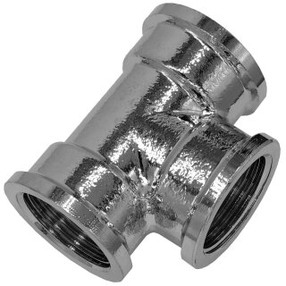 1 Zoll Gewinde-Fittings aus Messing verchromt T-Stück IG-IG-IG 1 Zoll
