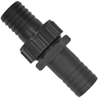 Schlauchverbinder gerade, Tülle außen 19mm, Kunststoff, Trinkwasser geeignet, Mehrteilige Verschraubung mit Dichtung, Schlauchtüllen-Außendurchmesser 19mm für 3/4 Zoll Schlauch