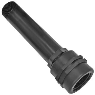 Verlängerung um 185mm mit 1 Zoll IG x AG Gewindefitting, aus Kunststoff PP, Trinkwasser geeignet, mit Außengewinde und Innengewinde DN25 Rohr