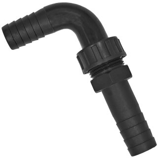 Gewinde-Fittings aus Kunststoff > Schlauchverbinder Verschraubung 90 Grad (Tülle-Tülle) 19mm Ø Tülle mit Winkeltülle