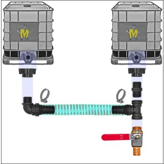 IBC Tank Verbinder mit Schlauchtüllen Set1 für 2 IBC Tanks + Hahn1