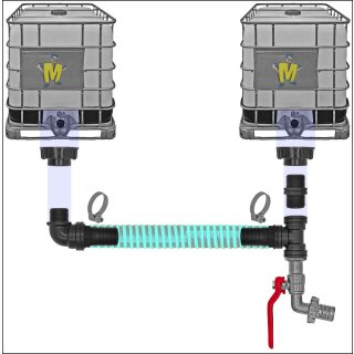 IBC Tank Verbinder mit Schlauchtüllen Set3 für 2 IBC Tanks + Hahn3