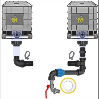 IBC Tank Verbinder mit Schlauchtüllen Set5 für 2 IBC Tanks + Hahn5