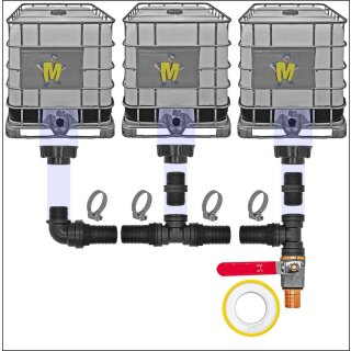 IBC Tank Verbinder mit Schlauchtüllen Set6 für 3 IBC Tanks + Hahn1 Pos.1