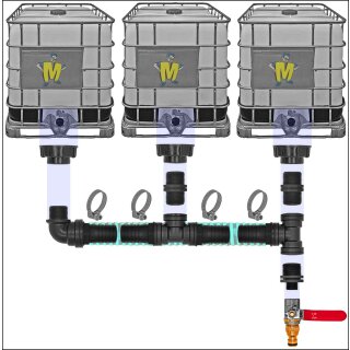 IBC Tank Verbinder mit Schlauchtüllen Set7 für 3 IBC Tanks + Hahn2 Pos.1