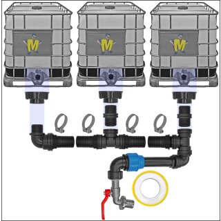 IBC Tank Verbinder mit Schlauchtüllen Set10 für 3 IBC Tanks + Hahn5 Pos.1