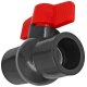 Klebefittings aus PVC-U > Kugelhahn mit Griff rot für 32mm Rohr Außendurchmesser i-i 2 Muffen zum Verkleben Druck PN16 Bar Absperr Kugel Wasser Ventil Hahn