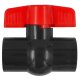 Klebefittings aus PVC-U > Kugelhahn mit Griff rot für 20mm Rohr Außendurchmesser i-i 2 Muffen zum Verkleben Druck PN16 Bar Absperr Kugel Wasser Ventil Hahn