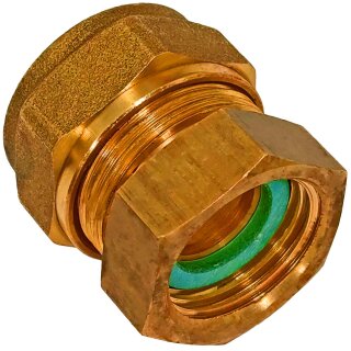 Schraub-Fitting für Kupferrohr > Übergang mit Innengewinde flachdichtend mit Dichtung (i-IG) Ø 22mm x 1/2 Zoll Innengewinde
