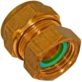 Schraub-Fitting für Kupferrohr > Übergang mit Innengewinde flachdichtend mit Dichtung (i-IG) Ø 22mm x 3/4 Zoll Innengewinde
