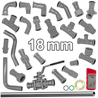 Press-Fitting mit M-Kontur für Edelstahlrohr > 18mm Press-Fittings für Edelstahlrohr