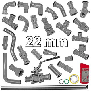 Press-Fitting mit M-Kontur für Edelstahlrohr > 22mm Press-Fittings für Edelstahlrohr