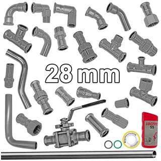 Press-Fitting mit M-Kontur für Edelstahlrohr > 28mm Press-Fittings für Edelstahlrohr