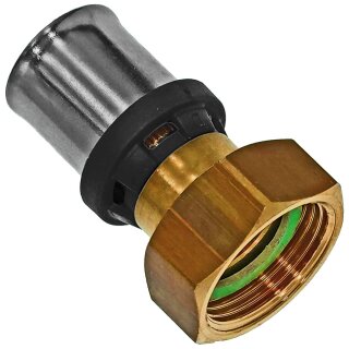 Press-Fitting für Mehrschichtverbundrohr > Halbe Verschraubung / Übergangsverschraubung 1-teilig mit Innengewinde (i-IG) Ø 32,0 x 3,0mm auf 1 1/4 Zoll