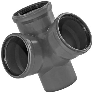HT-Fittings für Abflußrohrsystem > Eckdoppelabzweig Ø 110mm = DN110 x DN110 x DN110 87°