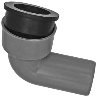 HT Abflußrohr-System > Siphon Anschlußwinkel 48-54mm x DN50 mit Gummimanschette Innendurchmesser 48 bis 54mm für Siphonrohr, Steck-Ende AußenØ 50mm für Rohr Muffe DN50, Waschbecken