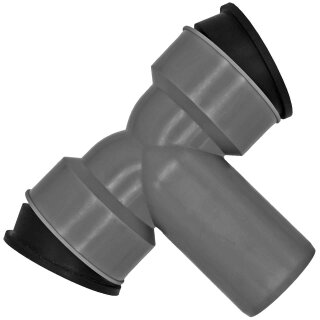HT-Fittings für Abflußrohrsystem > Siphonanschluß mit Gummimanschette Siphon-Doppel-Anschluss-Winkel Siphon/Rohr Ø 28-34mm auf DN50