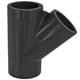 Klebefittings aus PVC-U > T Stück 45° Grad Abzweig für 63mm Rohr Außendurchmesser i-i-i 3 Muffen zum Verkleben Druck PN16 Bar Verteiler Kupplung Anschluss Verbinder