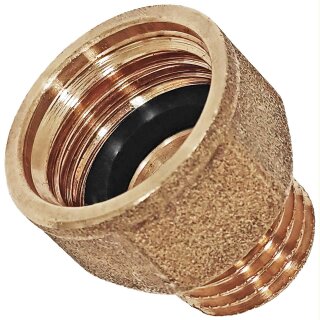 Gewinde-Fitting aus Messing > Muffennippel mit Innengewinde mit Dichtung und Außengewinde reduzierend (IG-AGr.r.)