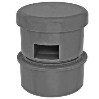 HT Abflußrohr-System > Rohrbelüfter DN75 mit Steck-Ende außen Ø 75mm, Kanalrohr Abwasser Abfluss System Lüftung Kunststoff grau End Stück Abschluß Ventil Hochtemperatur