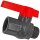 Gewinde-Fittings aus Kunststoff > Kugelhahn roter Griff mit Aussengewinde und Innengewinde (AG-IG) 3/4" Rohr-Zoll mit Innen.-  und Aussengewinde