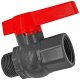 Gewindefittings aus Kunststoff > Kugelhahn mit 1 Zoll DN25 IG x AG Innengewinde x Außengewinde Druck PN10 Bar Griff rot Trinkwasser geeignet Anschluß Verschraubung Bewässerung Absperr Ventil Hahn