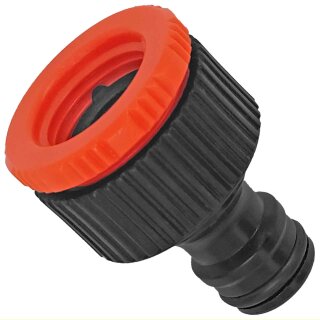 Gewindefittings aus Kunststoff > Anschlußstück Stecker für Gardena Buchse aus Kunststoff PP mit Reduzier Stück 3/4 und 1 Zoll Innengewinde IG + Dichtungen Wasserhahn Gartenschlauch Kupplung Verbinder Adapter