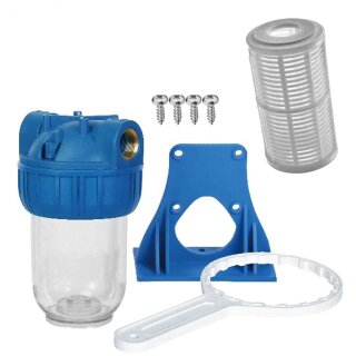 Wasser Vorfilter für Pumpen und Hauswasserwerke 8 Bar 5" Filtereinsatz x 1" Rohr Zoll Anschluss