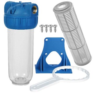 Wasser Vorfilter für Pumpen und Hauswasserwerke 8 Bar 10" Filtereinsatz x 3/4" Rohr Zoll Anschluss