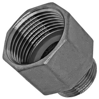 Gewinde-Fitting aus Edelstahl > Muffennippel mit Innengewinde und Außengewinde reduzierend (IG-AG.r.) 1 1/4 Zoll Rohr-Innengewinde mit 1 Zoll Rohr-Außengewinde