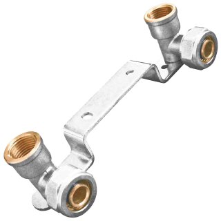 Schraubfitting für Mehrschichtverbundrohr > Wandwinkel auf Montageplatte gekröpft Stichmaß 153mm (i-IG) (i-IG)