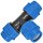 PP-Fitting Klemmverbinder, T-Stück, 40mm, Trinkwasser geeignet, Druck 16 Bar, für PE-Rohr-Außendurchmesser 40mm, Abzweig 2-Wege, blau