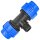 PP-Fitting Klemmverbinder T-Stück, 20mm x 1/2“ AG x 20mm, Trinkwasser geeignet, Druck 16 Bar, für PE-Rohr-Außendurchmesser 20mm, 1/2 Zoll Außengewinde, Adapter, blau