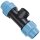 PP Fitting Klemmverbinder für PE Rohr > T-Stück mit 1/2 Zoll Innengewinde für 20mm Außendurchmesser Trinkwasser PN16 Verschraubung blau