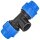 PP-Fitting Klemmverbinder T-Stück, 25mm x 3/4“ IG x 25mm, Trinkwasser geeignet, Druck 16 Bar, für PE-Rohr-Außendurchmesser 25mm, 3/4 Zoll Innengewinde, Adapter, blau