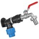 PP Fitting Klemmverbinder für PE Rohr > Wandwinkel mit 3/4 Zoll Innengewinde für 25mm Außendurchmesser Trinkwasser PN16 Verschraubung blau