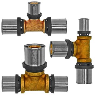 Press-Fitting für Mehrschichtverbundrohr > T-Stück reduzierend (i-i-i) Ø 26mm x 26mm x 20mm