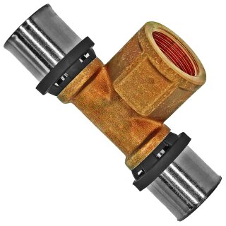Press-Fitting für Mehrschichtverbundrohr > T-Stück mit Innengewinde (i-IG-i) Ø 16,0 x 2,0mm auf 1/2 Zoll