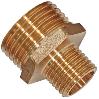 Gewinde-Fitting aus Messing > Doppelnippel reduzierend (AG-AG) 3/8 Zoll auf 1/8 Zoll