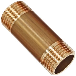 Gewinde-Fitting aus Messing > Rohrdoppelnippel Langnippel mit Außengewinde (AG-AG) 1/2 Zoll 100 mm